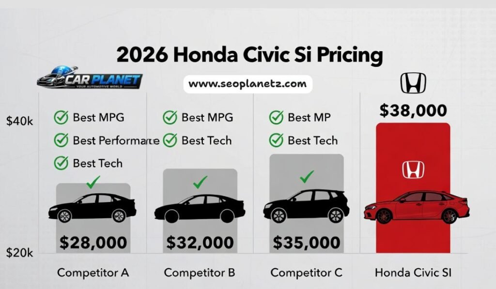 2026 Honda Civic Si price comparison chart showing competitive value