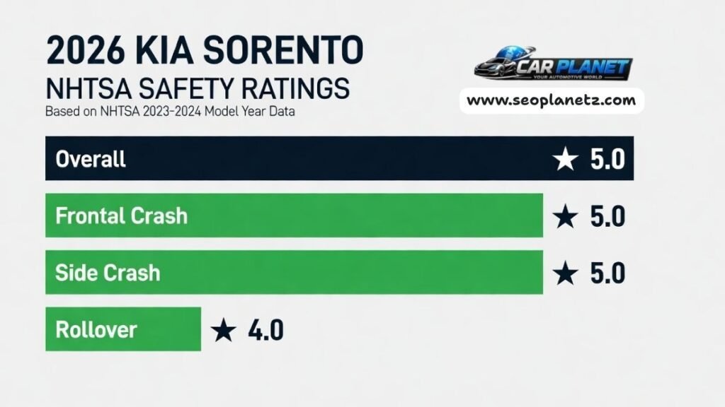 2026 Kia Sorento NHTSA 5-star safety ratings