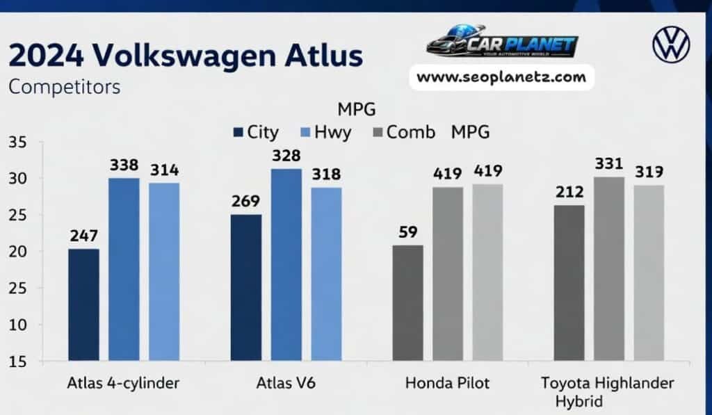 Fuel economy comparison chart showing 2024 Atlas MPG versus competitor SUVs
