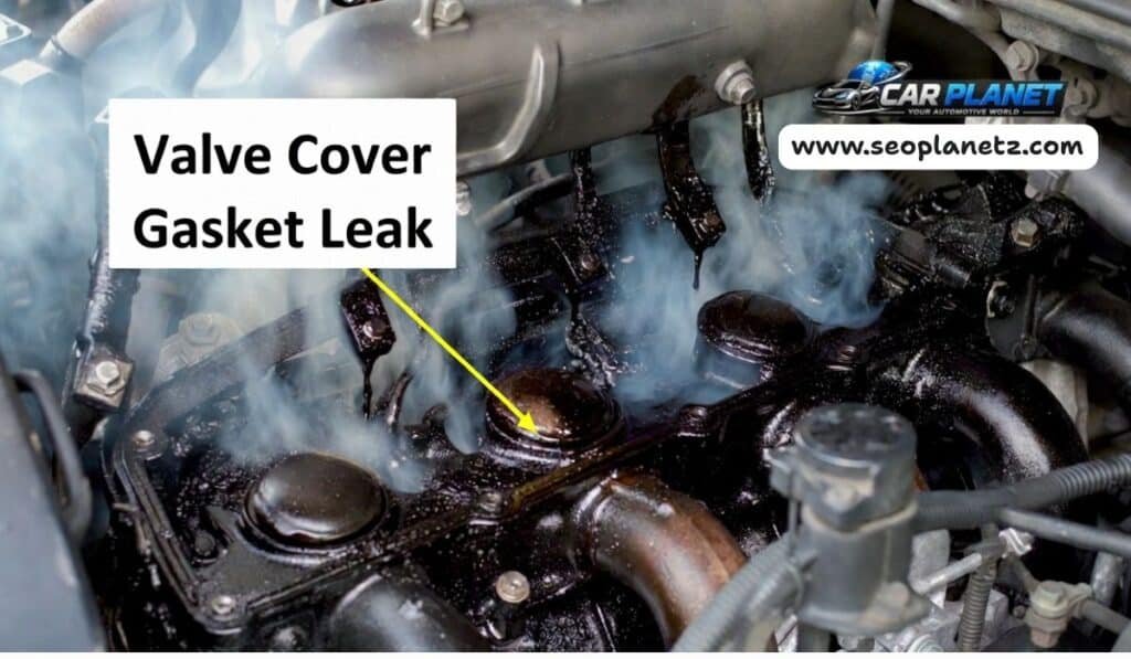 Engine oil leak from valve cover gasket onto hot engine parts causing smoke under hood