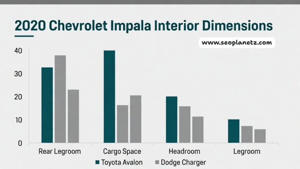 2020 Chevrolet Impala interior dimensions vs Toyota Avalon and Dodge Charger