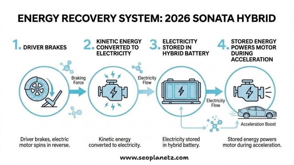 2026 Hyundai Sonata Hybrid regenerative braking system captures and reuses energy