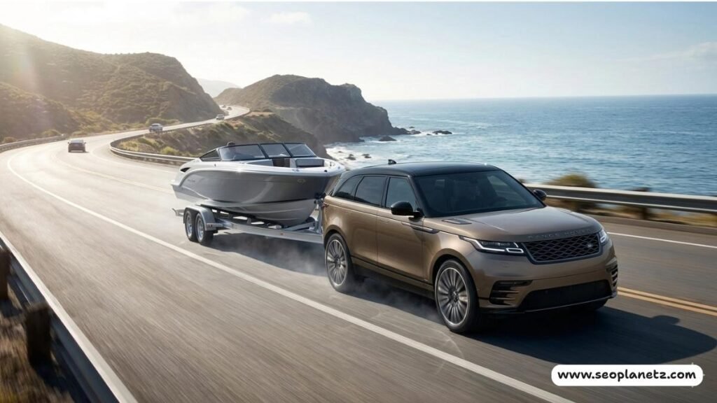 2026 Range Rover Velar towing capacity boat trailer coastal road