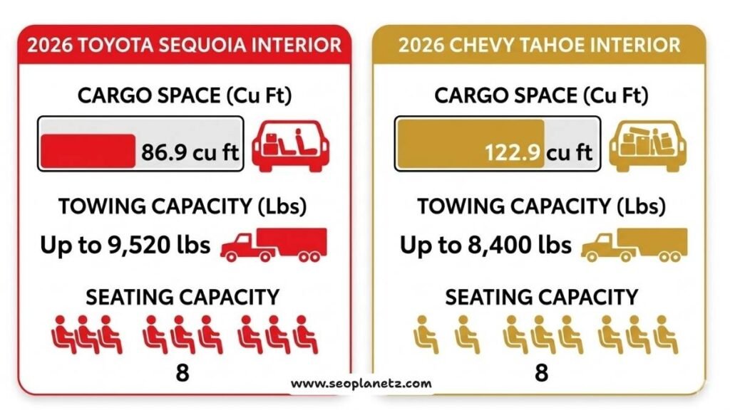 2026 Toyota Sequoia vs 2026 Chevy Tahoe interior space