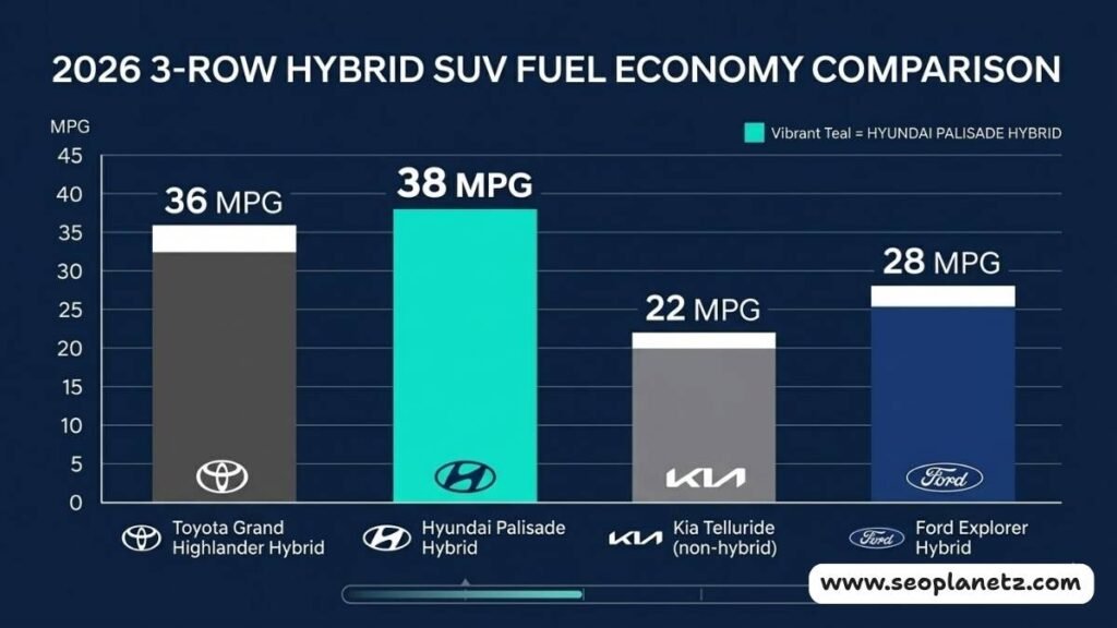 2026 three-row hybrid SUVs including the 2026 Hyundai Palisade Hybrid
