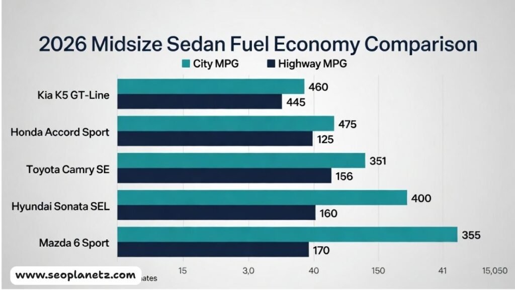Kia K5 GT-Line MPG ratings vs competitors
