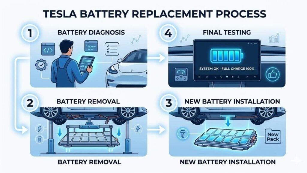 Tesla battery replacement process