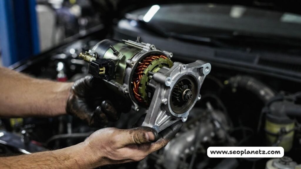 faulty starter motor problem component in auto repair workshop 2026