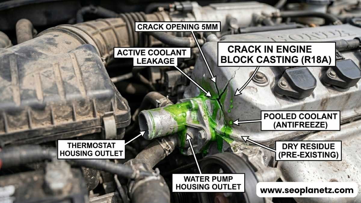 2006 Honda Civic cracked engine block problem visual guide