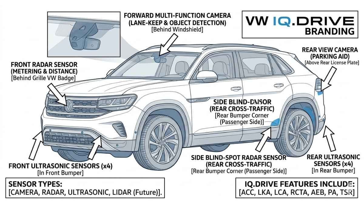 2026 Volkswagen Atlas Cross Sport IQ.DRIVE safety system sensor