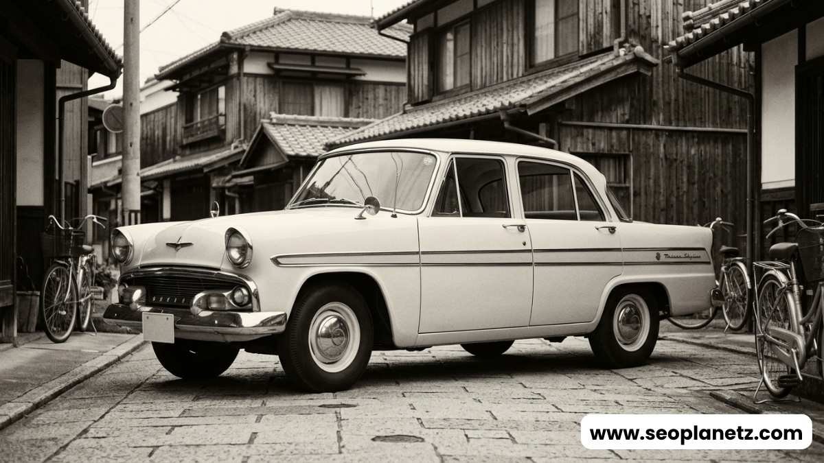 A restored 1957 Prince Skyline ALSI-1 in cream white