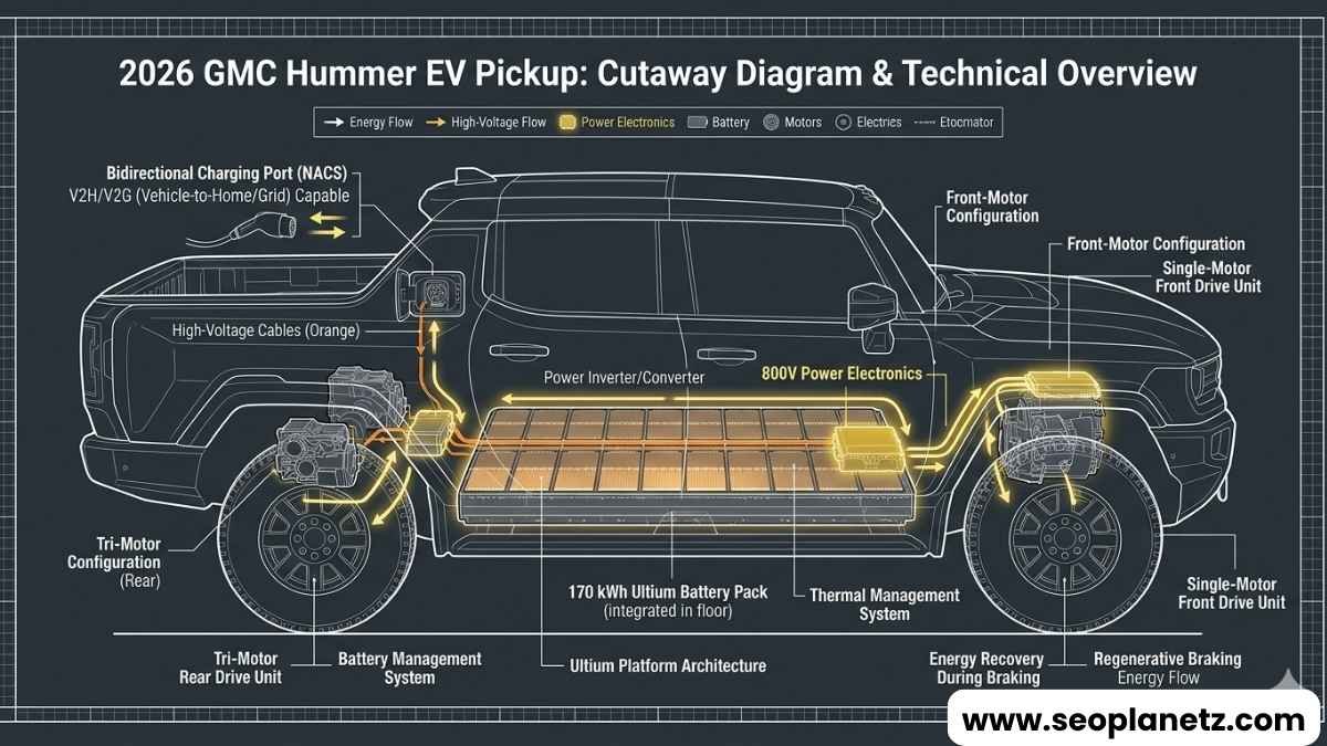 GMC Hummer EV Pickup 2026 Ultium battery and tri-motor