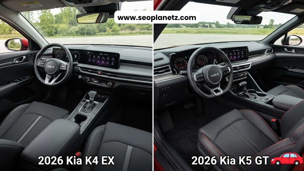 Kia K4 vs K5 interior comparison 2026 dashboard infotainment